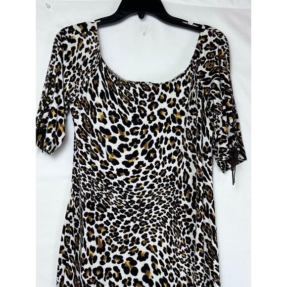 Joseph Ribkoff Women's Size 12 Brown/White Leopard Print Knee Length Dress 31220 - Picture 6 of 8